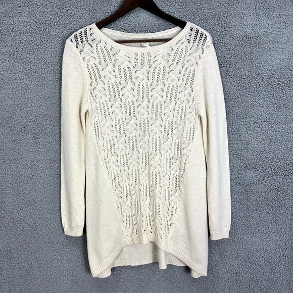 Sundance Catalog Sweater Womens Small Ivory Crochet Knit Alpaca‎ Blend Cottage - Picture 1 of 7